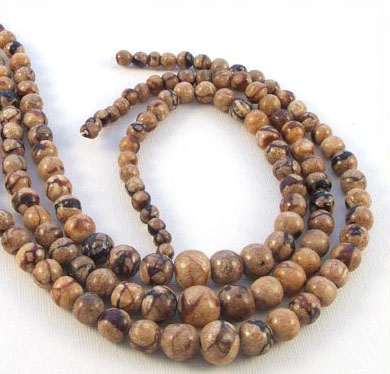 Tiger Coral Round Beads